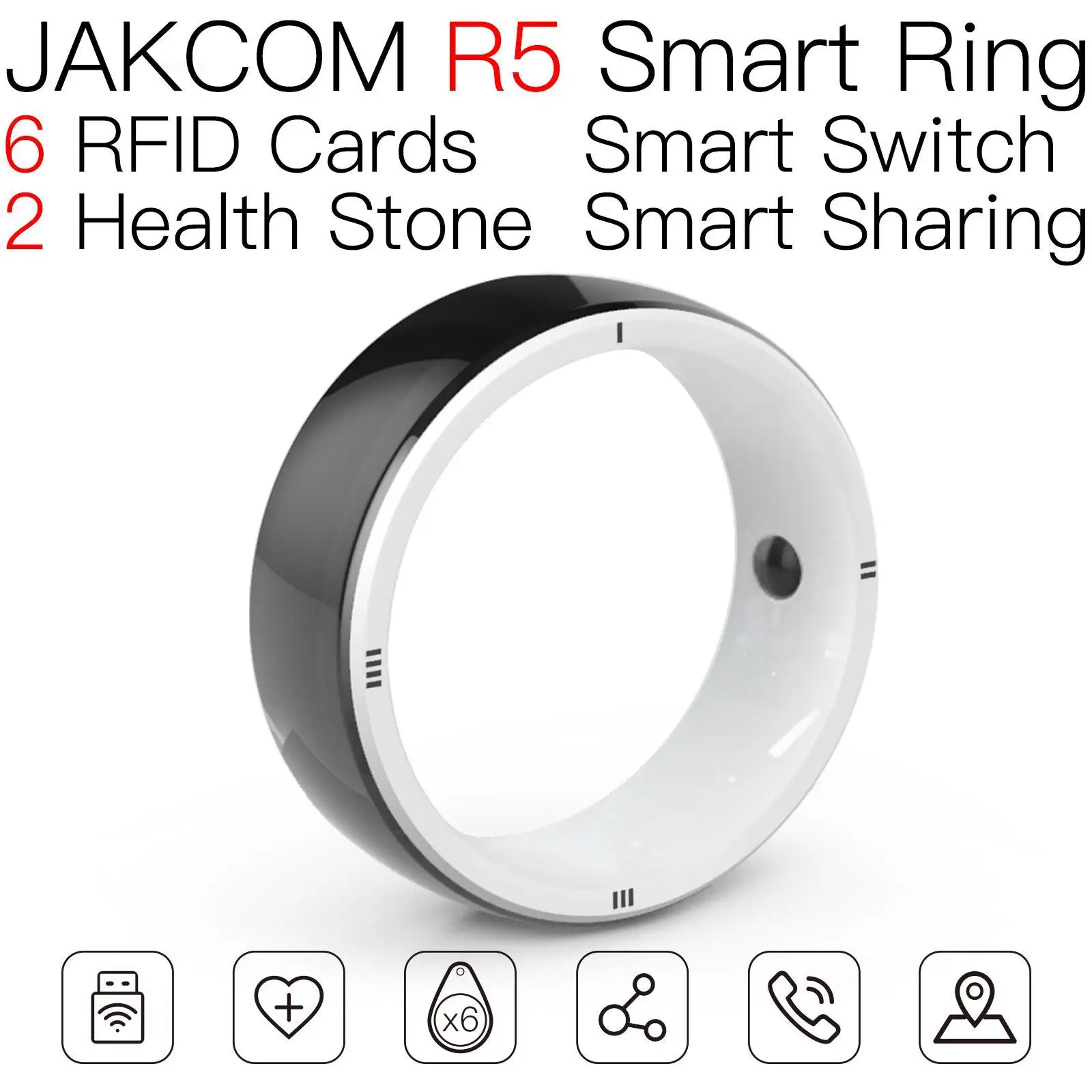 jakcom-r5スマートリングデュアル周波数rfidタグnfc書き換え可能黒プラスチック面白い矢じり新しい100-1k-f08