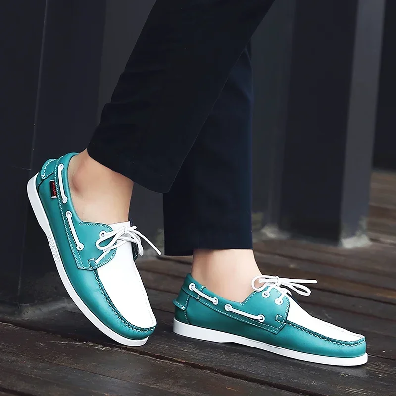 2024 New Leather Fashion Shoes Classic Men Men Casual Shoes Lace-Up Flat Designer Flats Luxury Men\'s Boat Shoes Gentle Man Shoe