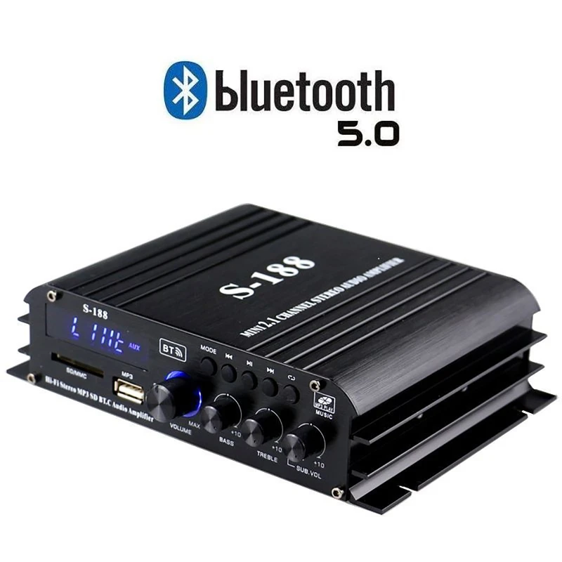 Speaker Power Amp HiFi Bass Stereo bluetooth Amplifier 40W+40W Bass Treble Control Music Player For Home Theater S188