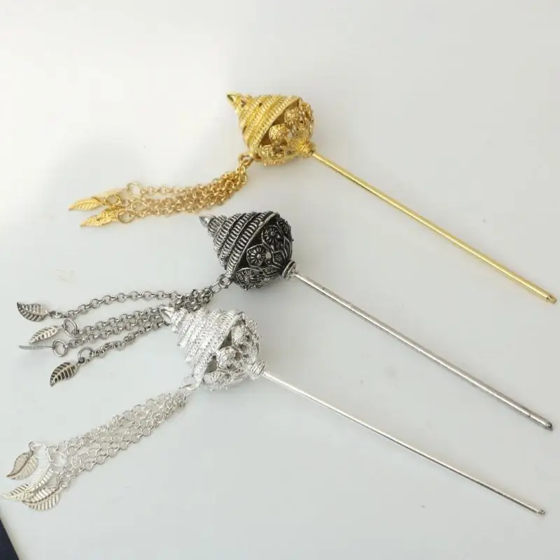 Ethnische Kostümaccessoires, Haaraccessoires für Mädchen, Kopfschmuck im antiken Stil, Haarstäbe aus Metall, thailändischer Kopfschmuck, Quasten, Haarnadeln. – Detail 1