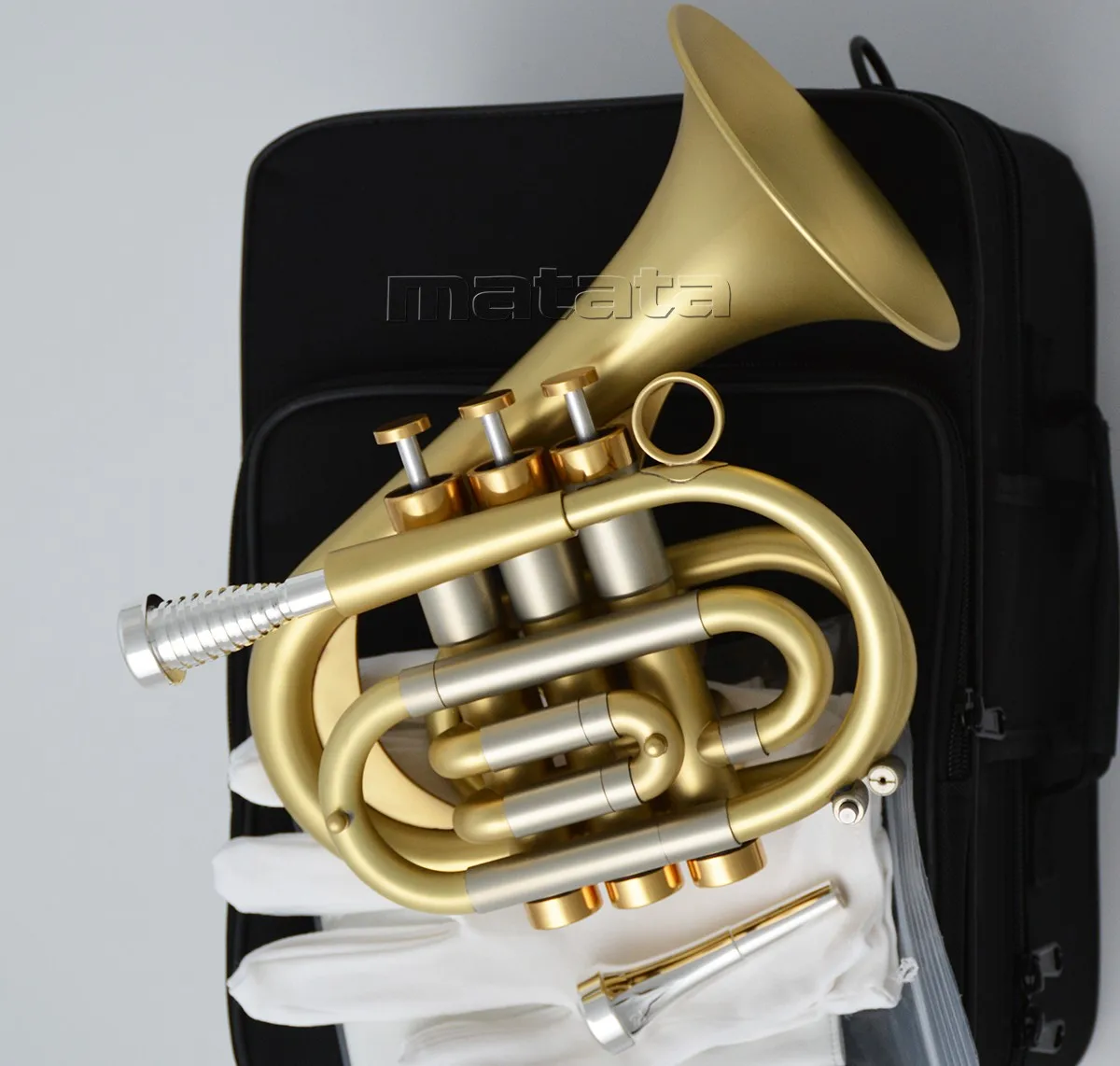 High quality Dizzy style Customized Heavy Pocket Trumpet Matte Gold Bb HORN