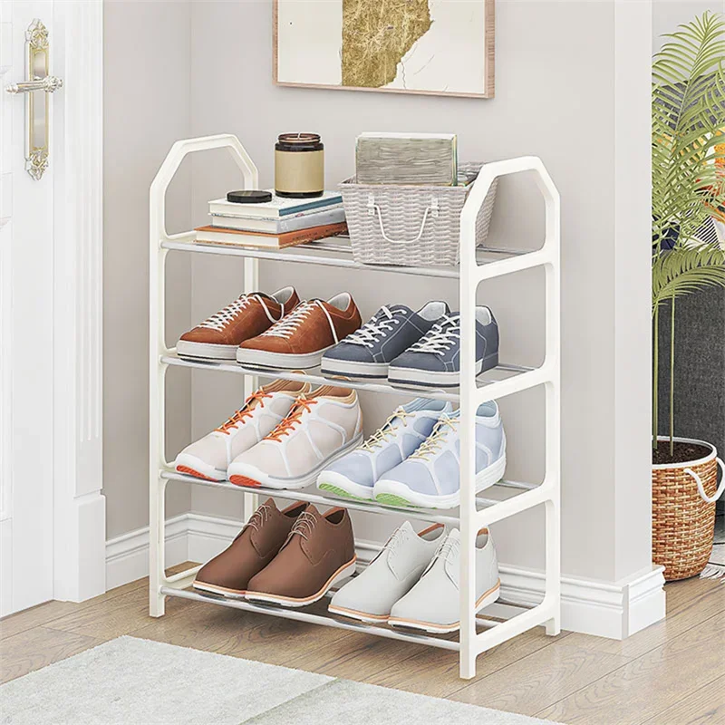 4 Tiers Shoe Rack Practical Shoe Cabinet Multifunctional Assembly Storage Shelf Hanger Shoecase for Home Dorm Room Balcony