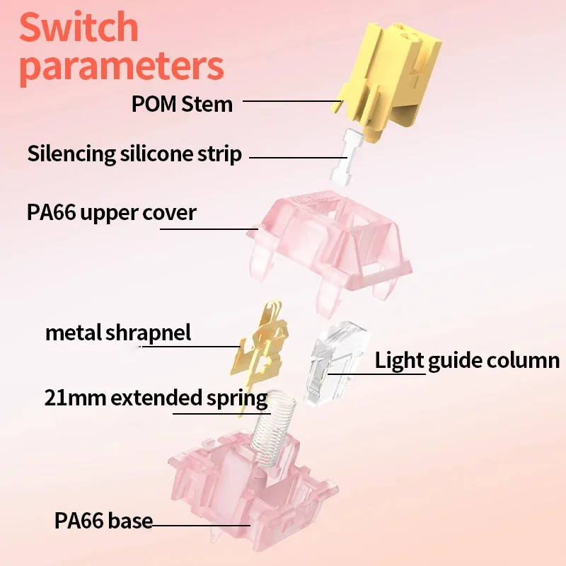 Outemu เงียบพีช V3 สวิทช์ Lubed เงียบมะนาว V3 สวิทช์ที่กําหนดเองคีย์บอร์ด Linear Tactile 5Pin Hot swap PA66 สวิทช์
