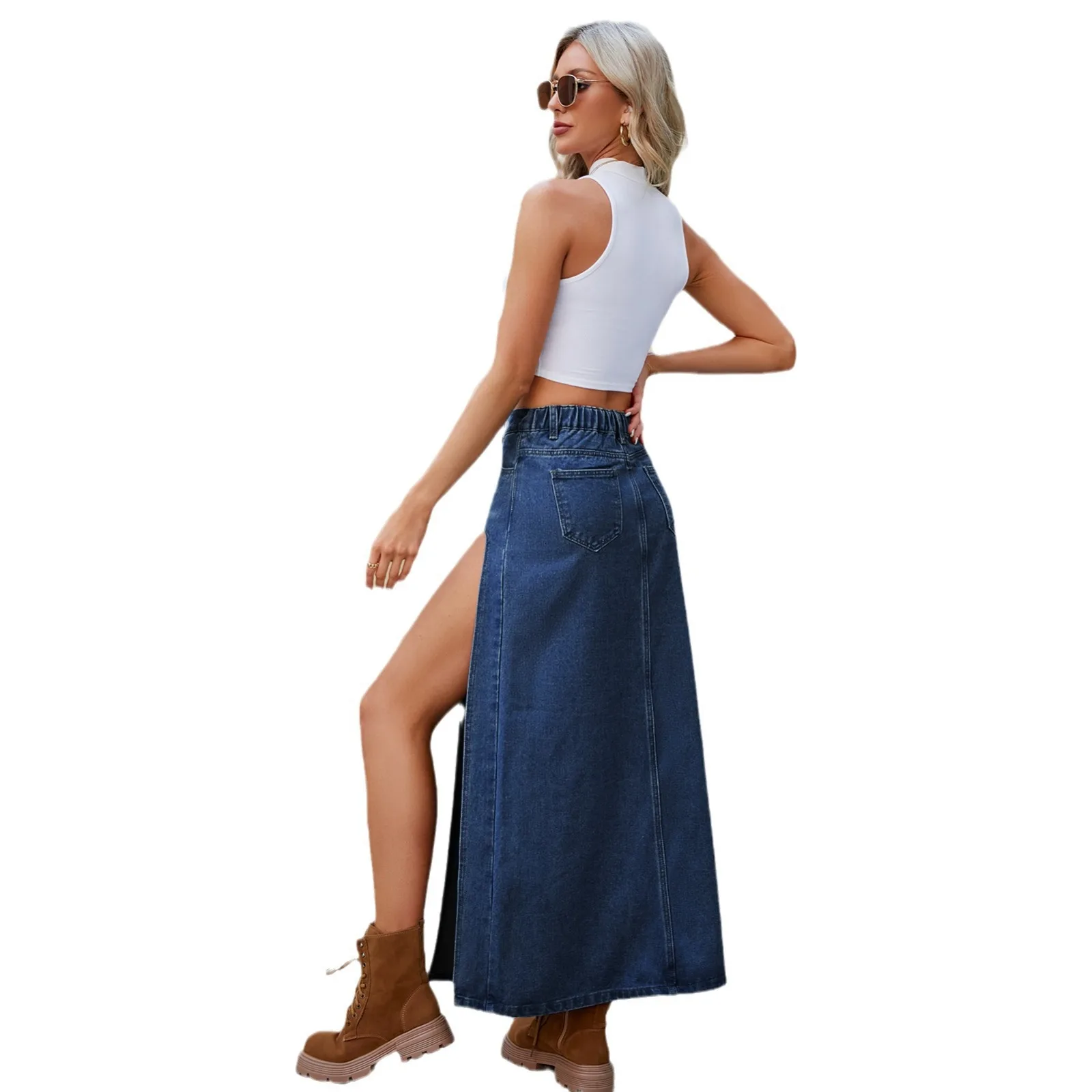 Chic Tassel Denim Women\'s Cowboy Skirt Blue Fashion High Street Irregular High Waist Straight Women Skirt 2023 Summer Casual New