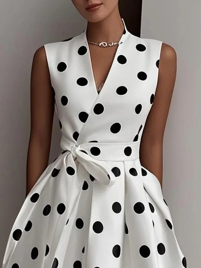 French Style Polka Dot Dress 2025 Summer Retro New Elegant Waist Slimming Dress for Women