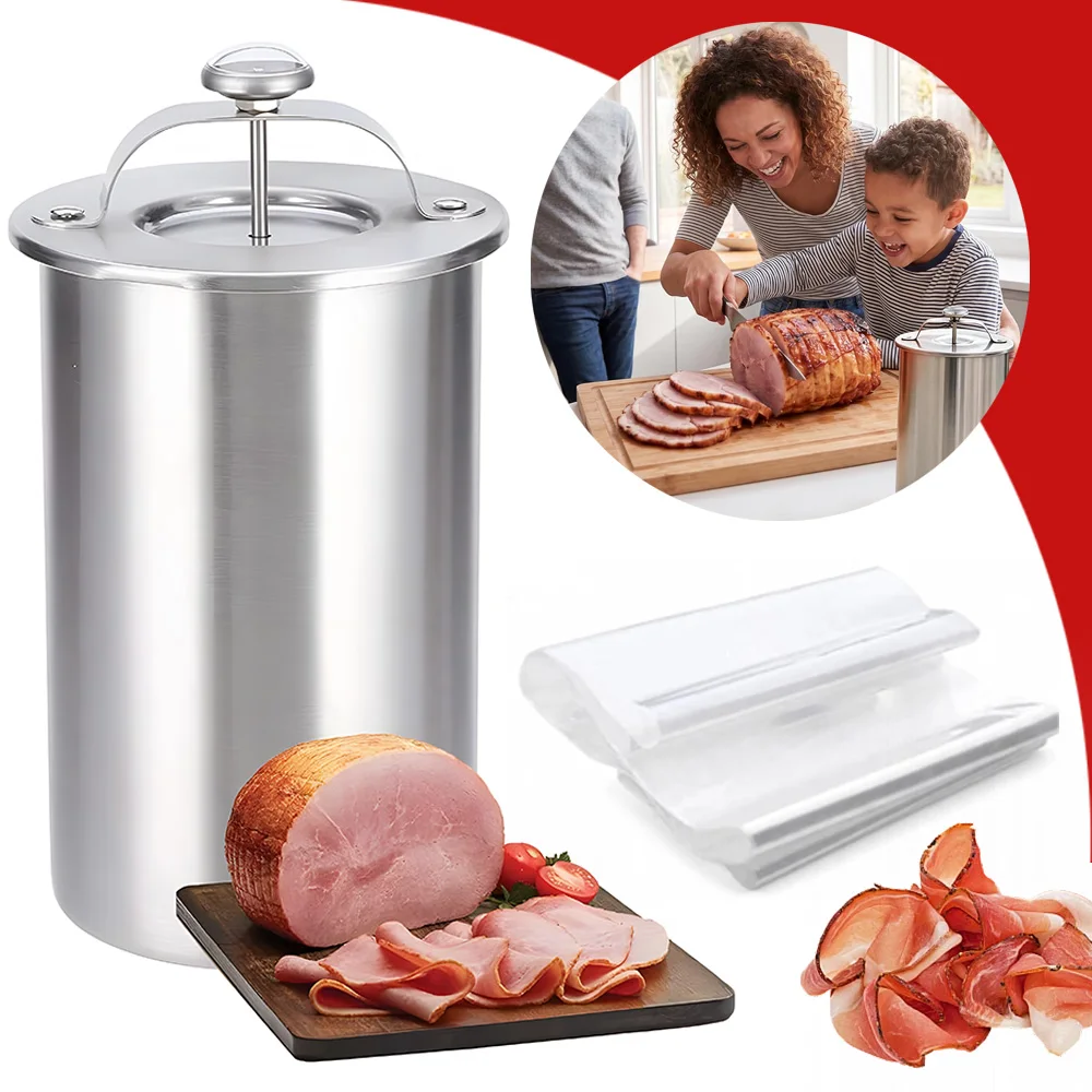 Fleischdämpfer mit Thermometer, 1-1,2 kg Kapazität, Edelstahl-Dampfgarer mit Federbasis und 20 Beuteln zum Dämpfen von Fleisch, Fisch und Gemüse