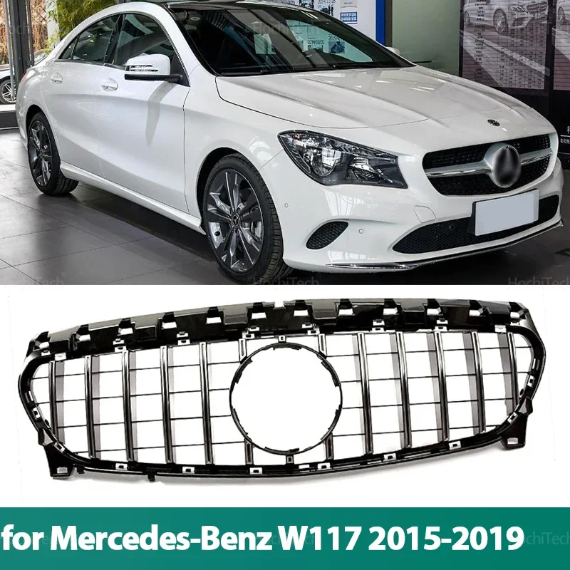 Car Front Balck Grills Grille for Mercedes Benz CLA-Class W117 C117 X117 CLA180 CLA200 CLA250 2015-2019 Replacement Grille