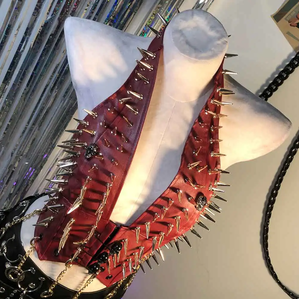 

Harajuku Studded Rivet Y2K Halter Camisole TOPS Gothic Eco Pin Goth PU Leather Trendy Emo Punk Rock 90s Kawaii Grunge E-Girls