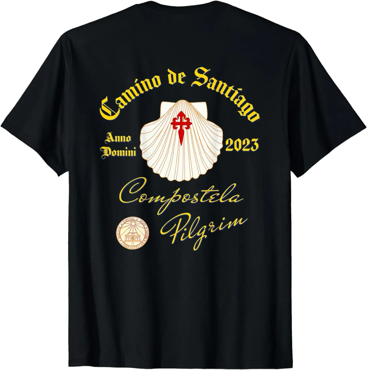 Camino De Santiago Anno Domini 2023 Shell FRONT and BACK T-Shirt Short Sleeve Casual O-Neck T Shirts