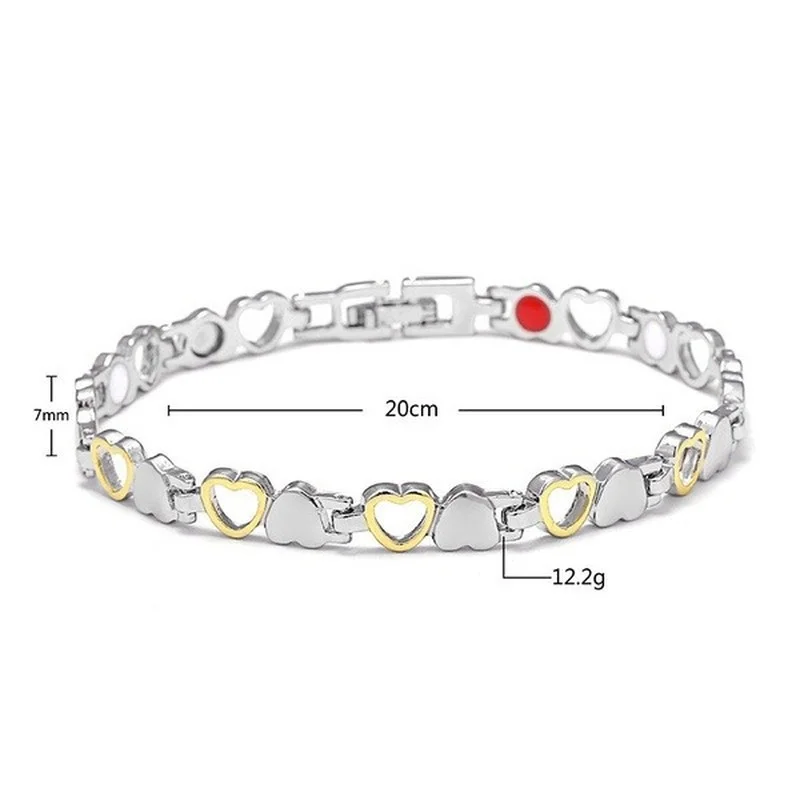 Healthy Magnetic Slimming Bracelet Fashionable Jewelry for Woman Man Weight Loss Bracelet Link Heart Shape Steel Chain Bracelet