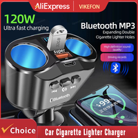Car Cigarette Lighter Splitter Charger Dual USB QC 3.0 Quick Charge 12V Auto FM Transmitters Bluetooth Hands-free Call Sockets