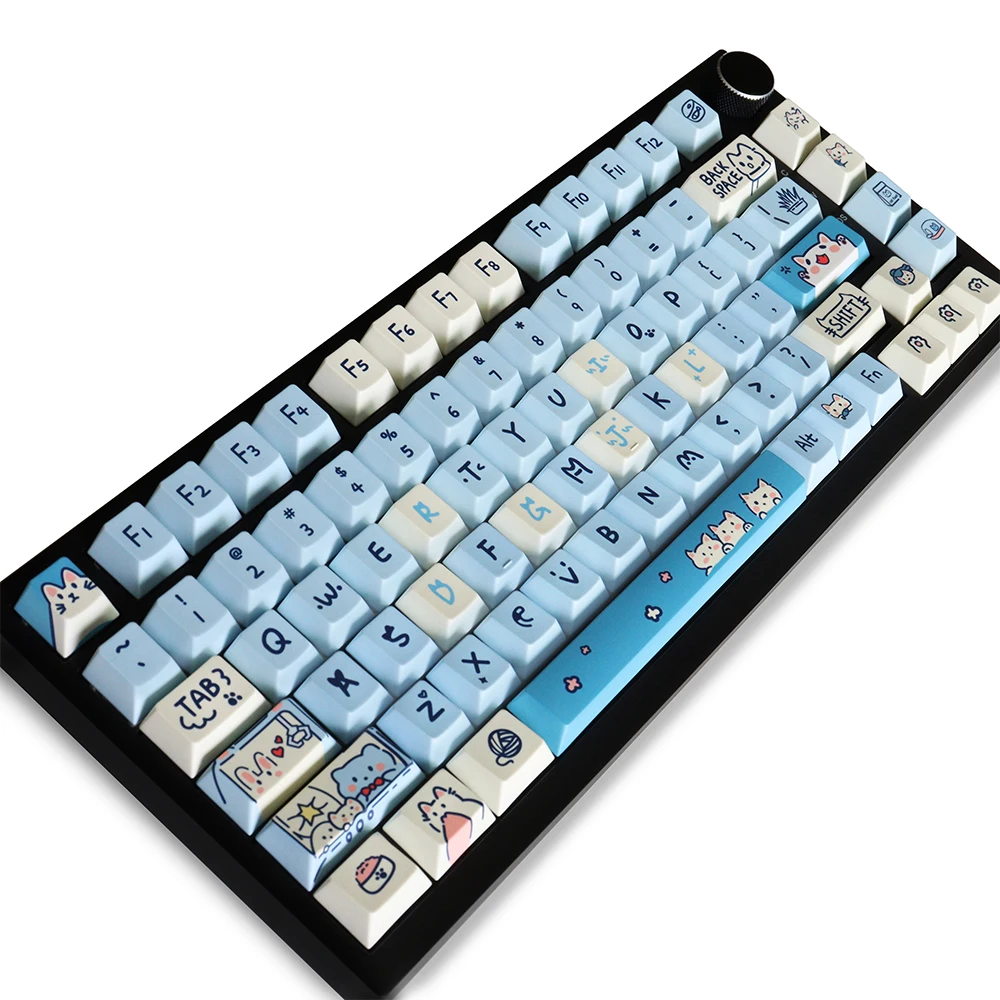 

Blue Cat Cherry Profile Keycaps PBT Material 130 Keys Five Side Dye-Sub Keycaps for 61/87/104/108 Mx Switch Mechanical Keyboard