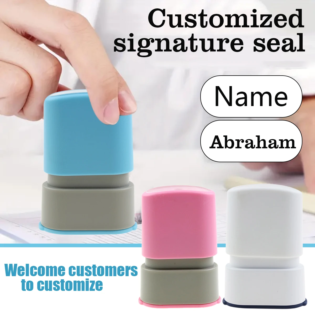 Personalized Waterproof Stamp for Clothing and paper, custom Ink Pad Stamps, Children\'s Name, Men and Women Business,Y8