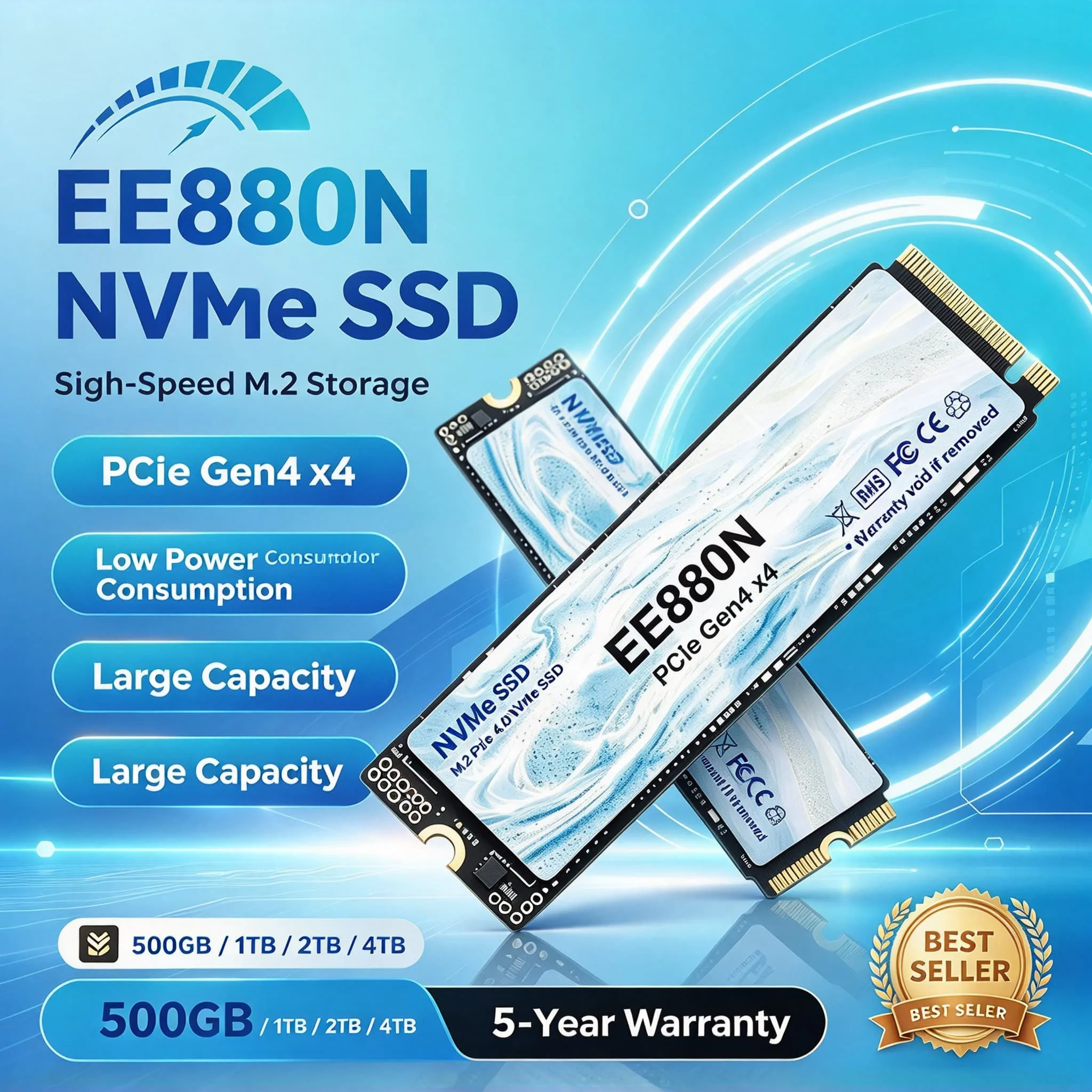 EE880N M.2 NVMe Solid State Drive, Embedded, 2TB/500GB/1TB/4TB, High Performance, Gaming Work PC Notebook, Laptop Office PC