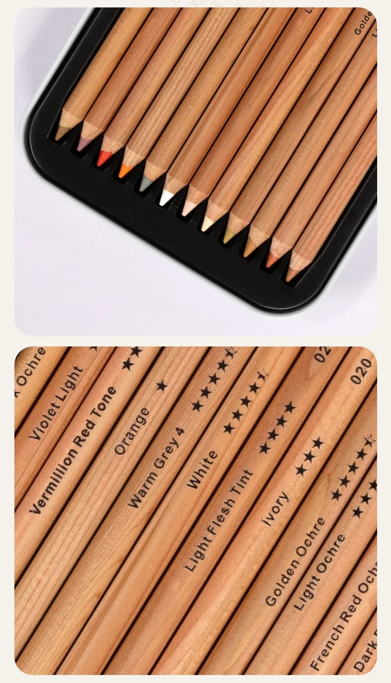 H&B 24-Farben Kreide-Pastell-Porträtstifte Wasserlösliches Hautfarben-Set 4mm Kerne Reichhaltige Pigmente für professionelle Künstler und Illustratoren – Detail 8