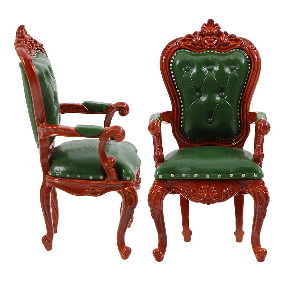 Fauteuil Miniature en bois, échelle 1:12, meubles Vintage, décoration de salon, Mini chaises pour maison de poupée, 2 pièces
