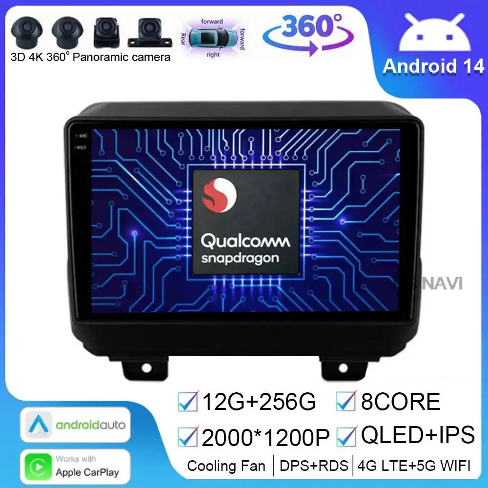 

Android 14 For Jeep Wrangler 4 JL 2018 - 2019 Navigation Video Player Car Radio Multimedia GPS No 2din Head Unit DSP Stereo Auto