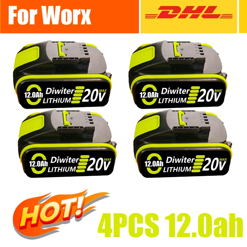 für Worx 20 V 8,0 Ah/12,0 Ah Lithium-Akku wiederaufladbar WA3553 WA3551 WA3553.1 WA3570 für alle WORX-Elektro- und Gartengeräte