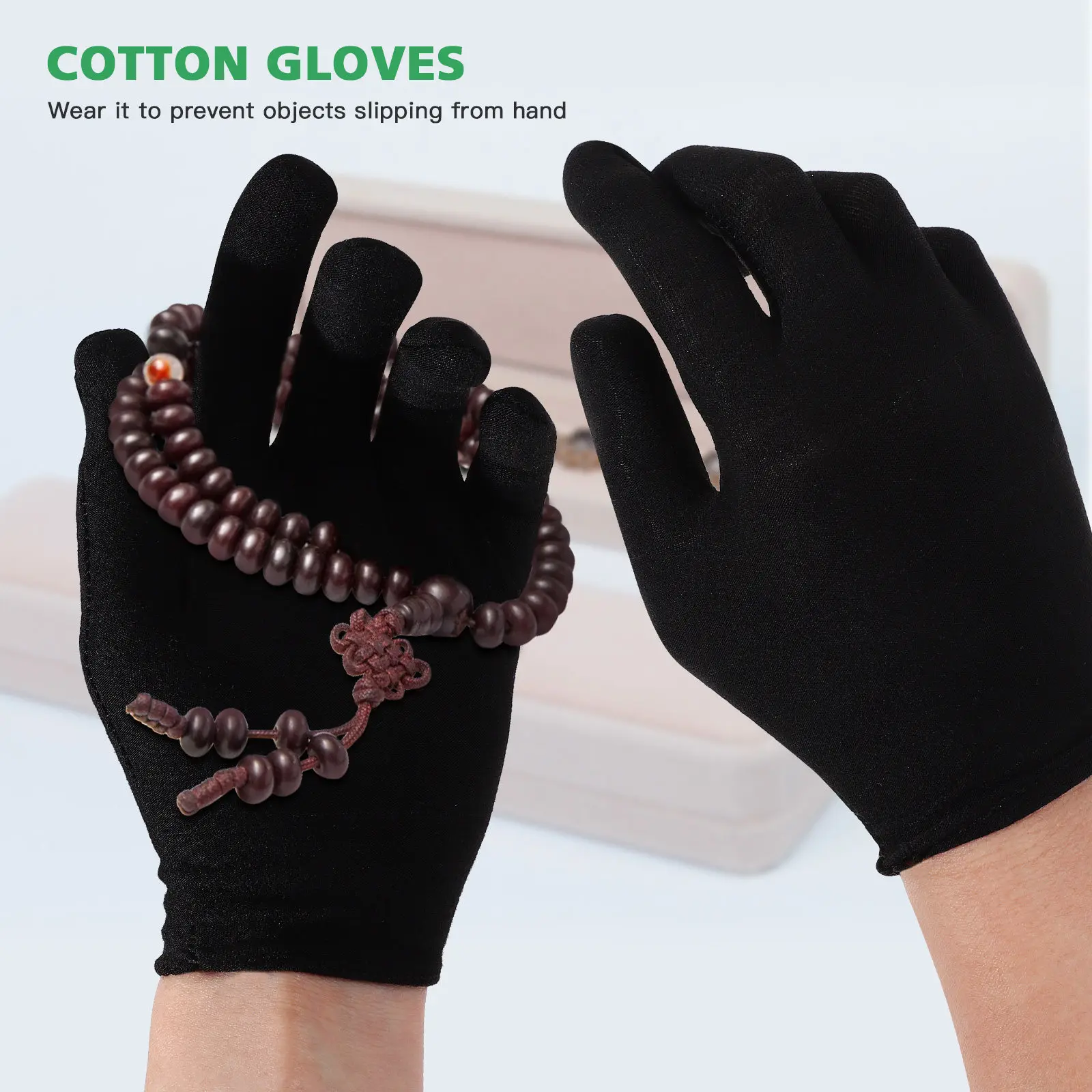 

12Pairs Cotton Gloves for Moisturizing Dry Hands Stretchable Breathable Lightweight Jewelry Silver Inspection Gloves