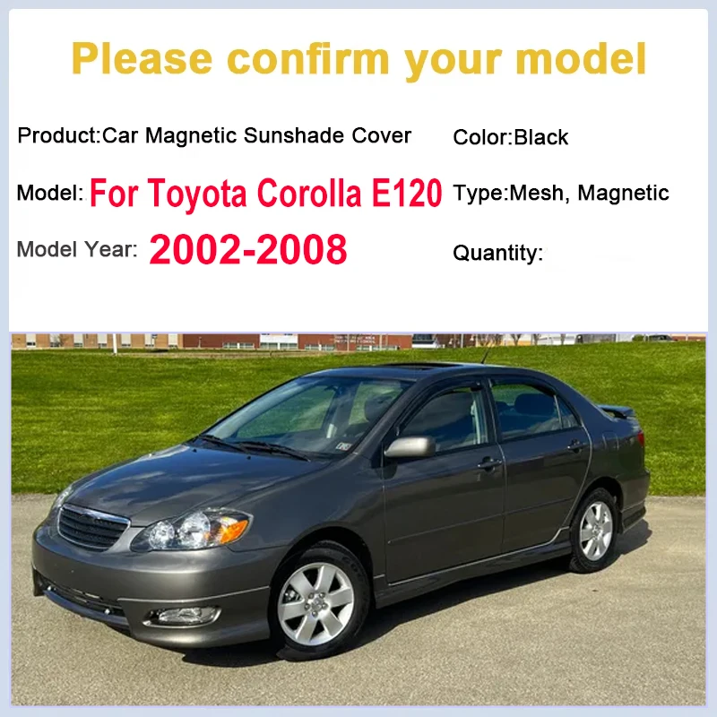Magnetic Sun Visors For Toyota Corolla E120 Body Kit 2002-2008 Sunshades Cover Protector Front Side Window Privacy Auto Parts