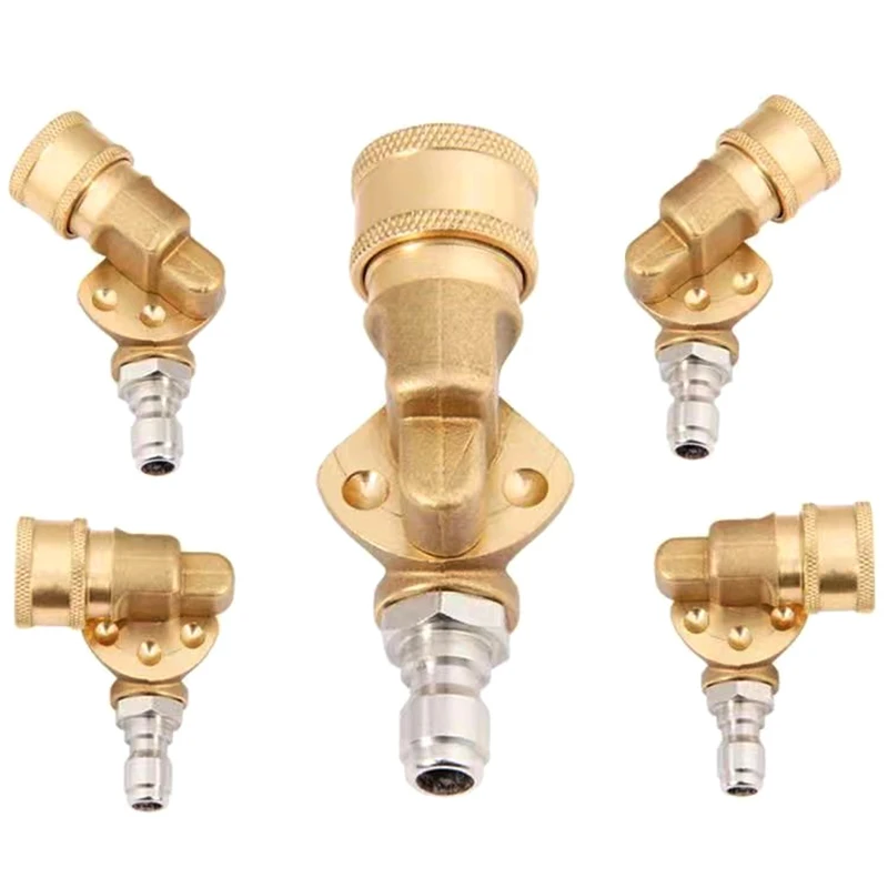 Met 5 Sproeikoppen Koperen Aansluiting Hogedruk Auto Wasmachine 1/4 "Quick Connect Rotary Coupler Verstelbare Adapter