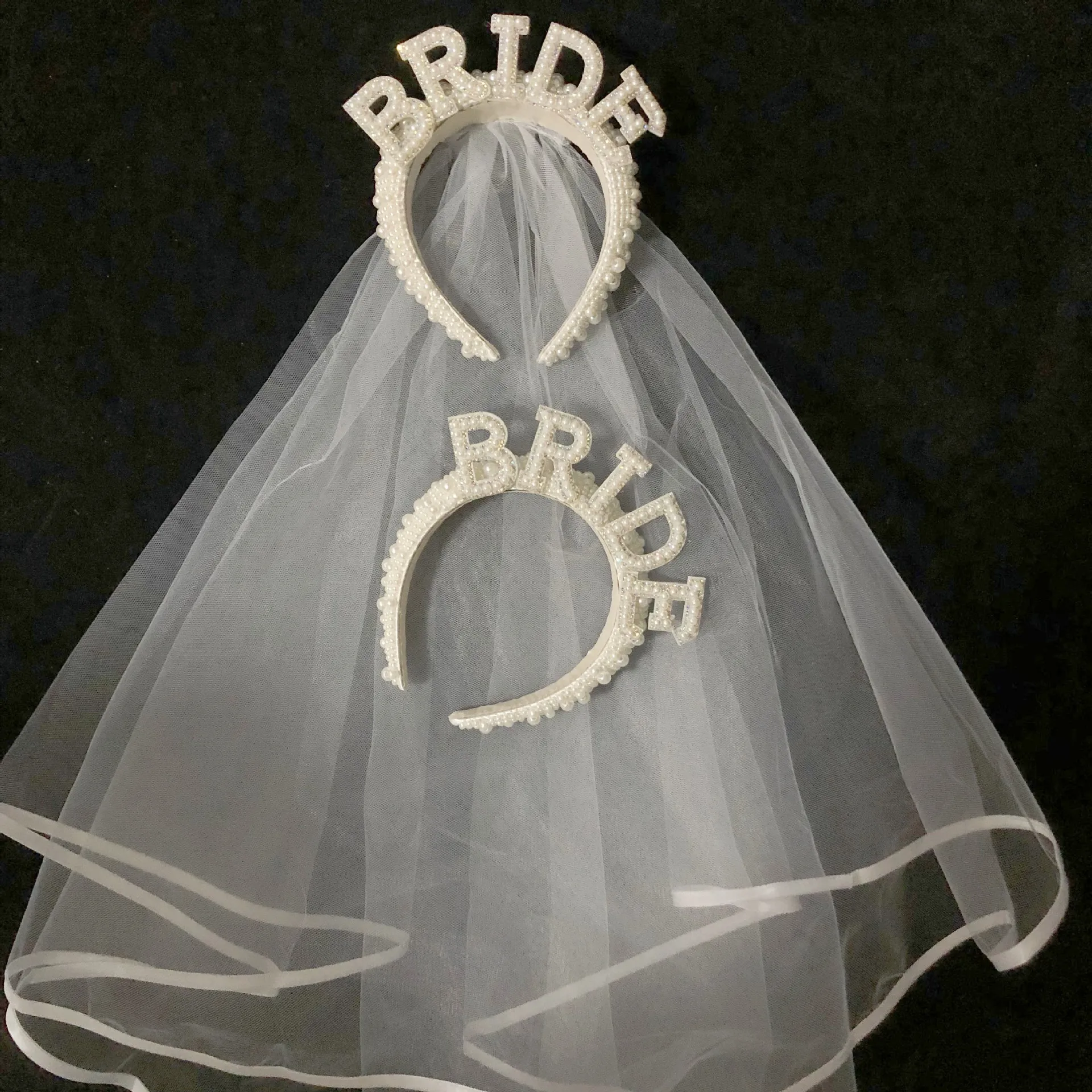 

ride to be Pearl crown tiara veil Bach Bachelorette hen Party Bridal Shower wedding engagement rehearsal dinner Decoration Gift