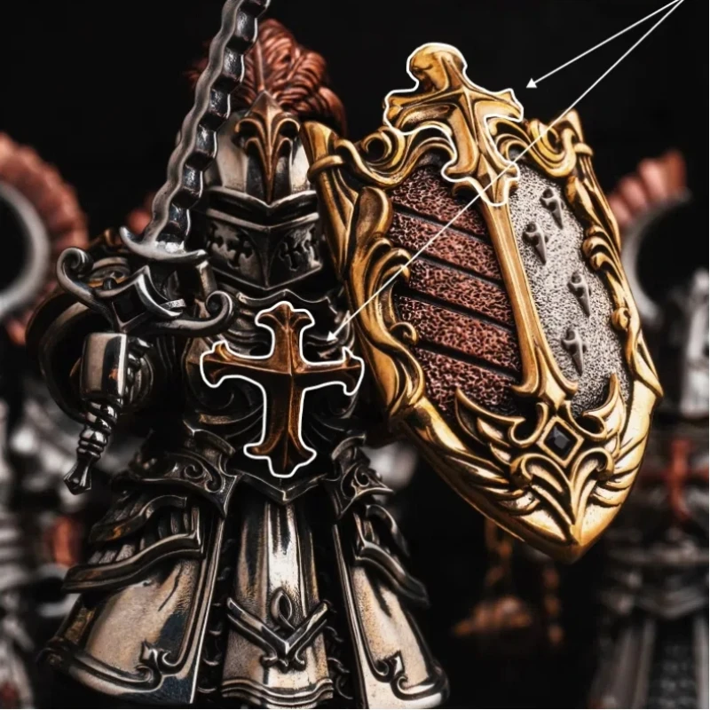 Estatuilla de caballero cruzado Paladin de Metal desmontable, adorno de escritorio de estilo chino, figura de acción coleccionable, modelo de juguete para regalo