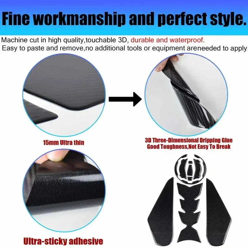 New Motorcycle Tank Pad Protector with 3D Emblem Gas Sticker Fuel Knee Side Traction Pad for Kawasaki Ninja 400 ninja400