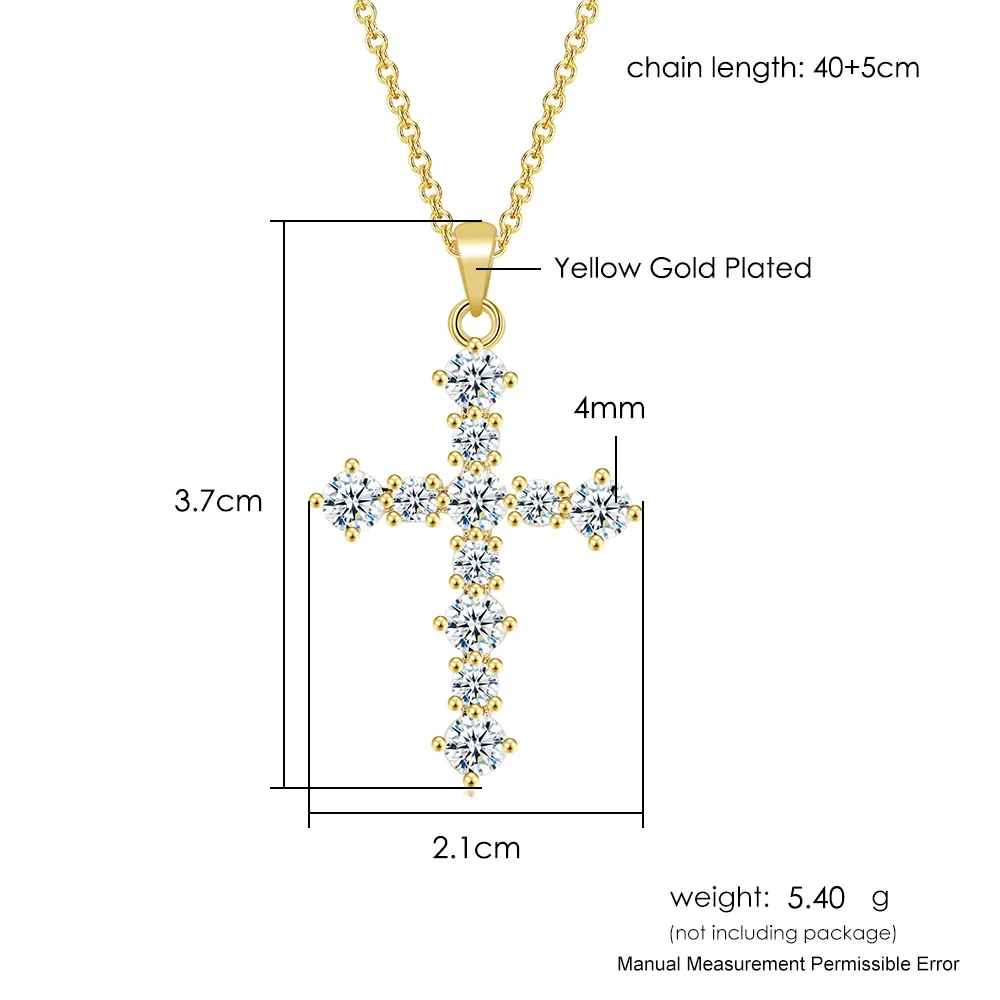 ZHOUYANG Cross Necklace For Women Hip Pop Iced Out Pendant Zircon Gold Color Neck Chain Steampunk Accessories Men Jewelry OHP079