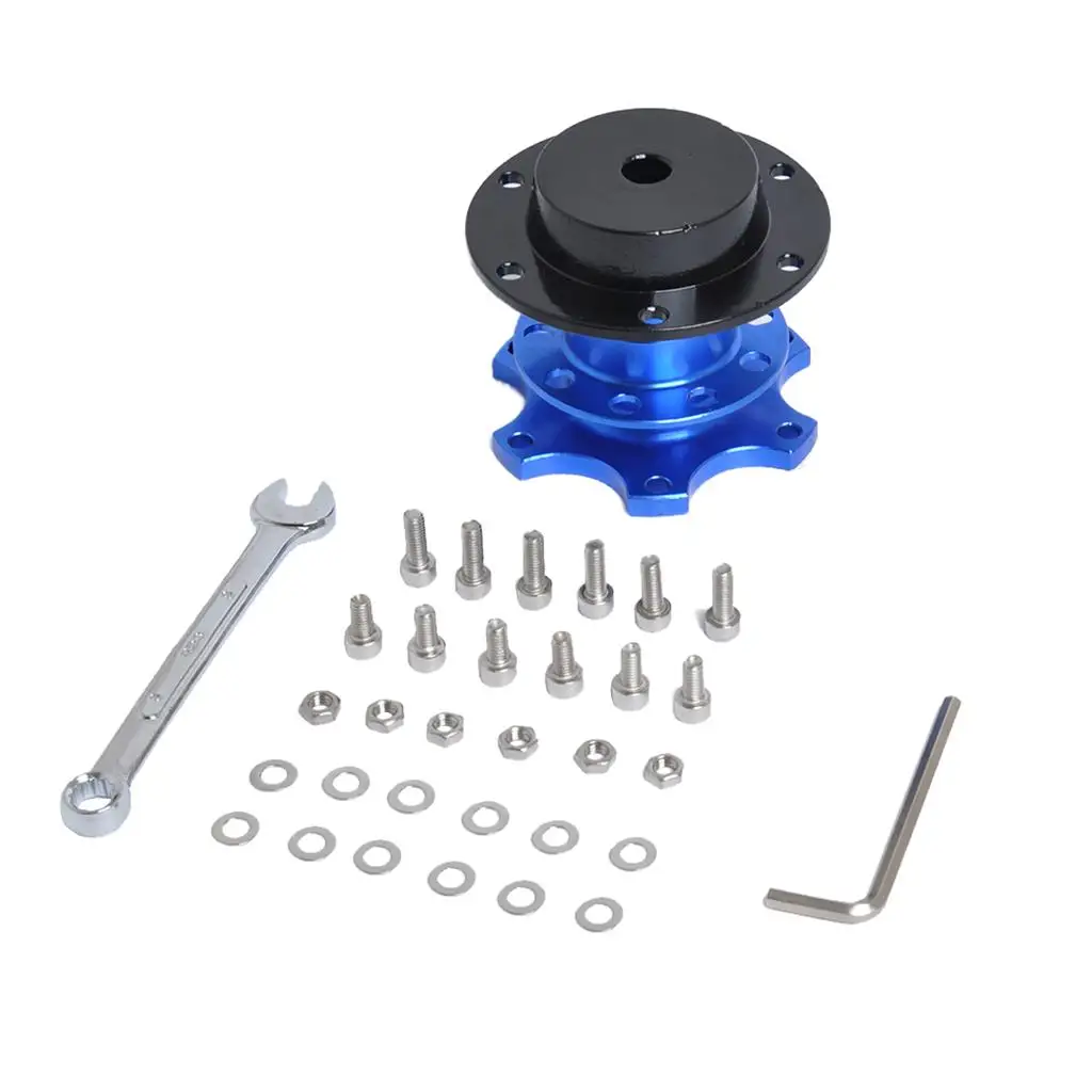 Adapter for 6-Hole Purple Steering Wheel Hub + Purpose Wrench (Blue)