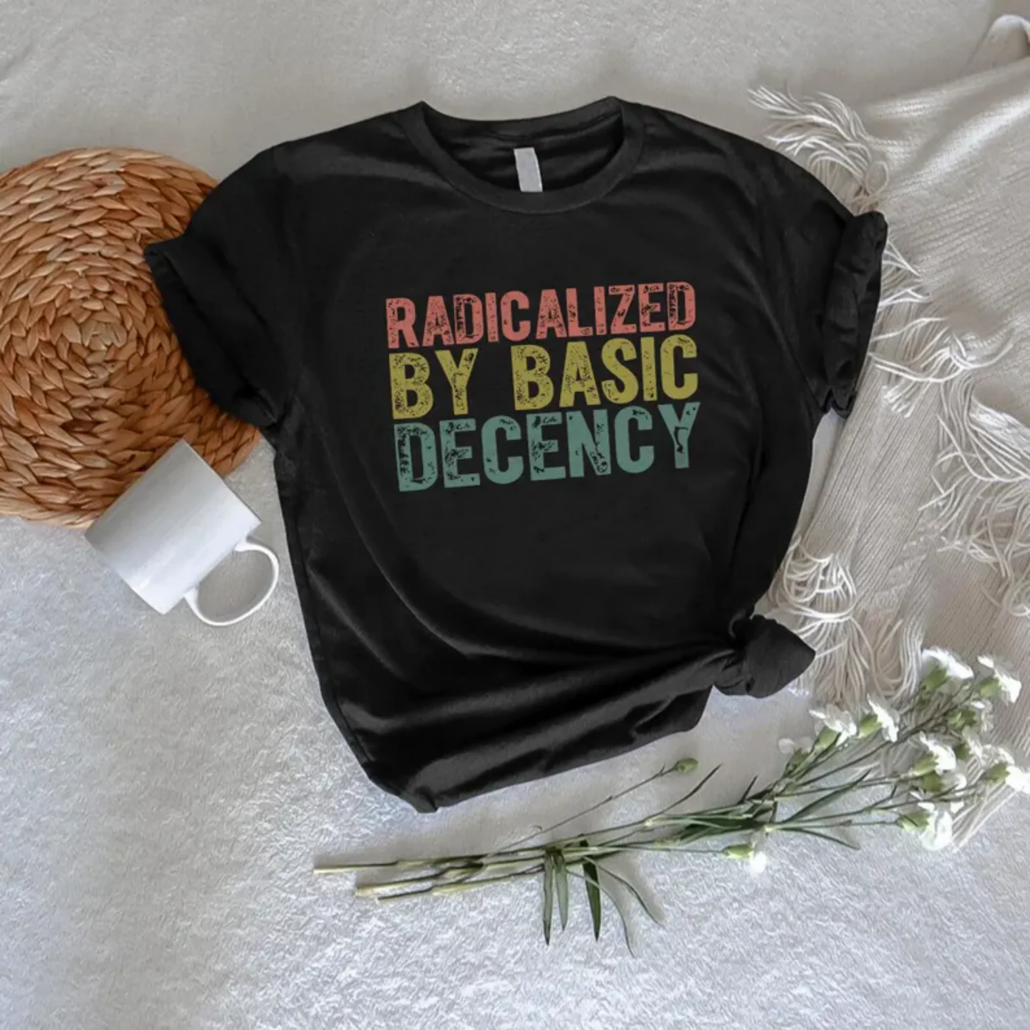 Unisex Retro Distressed Letter Print T Shirt Casual Crew Neck Short Sleeve Slogan Tees Streetwear Daily Tops