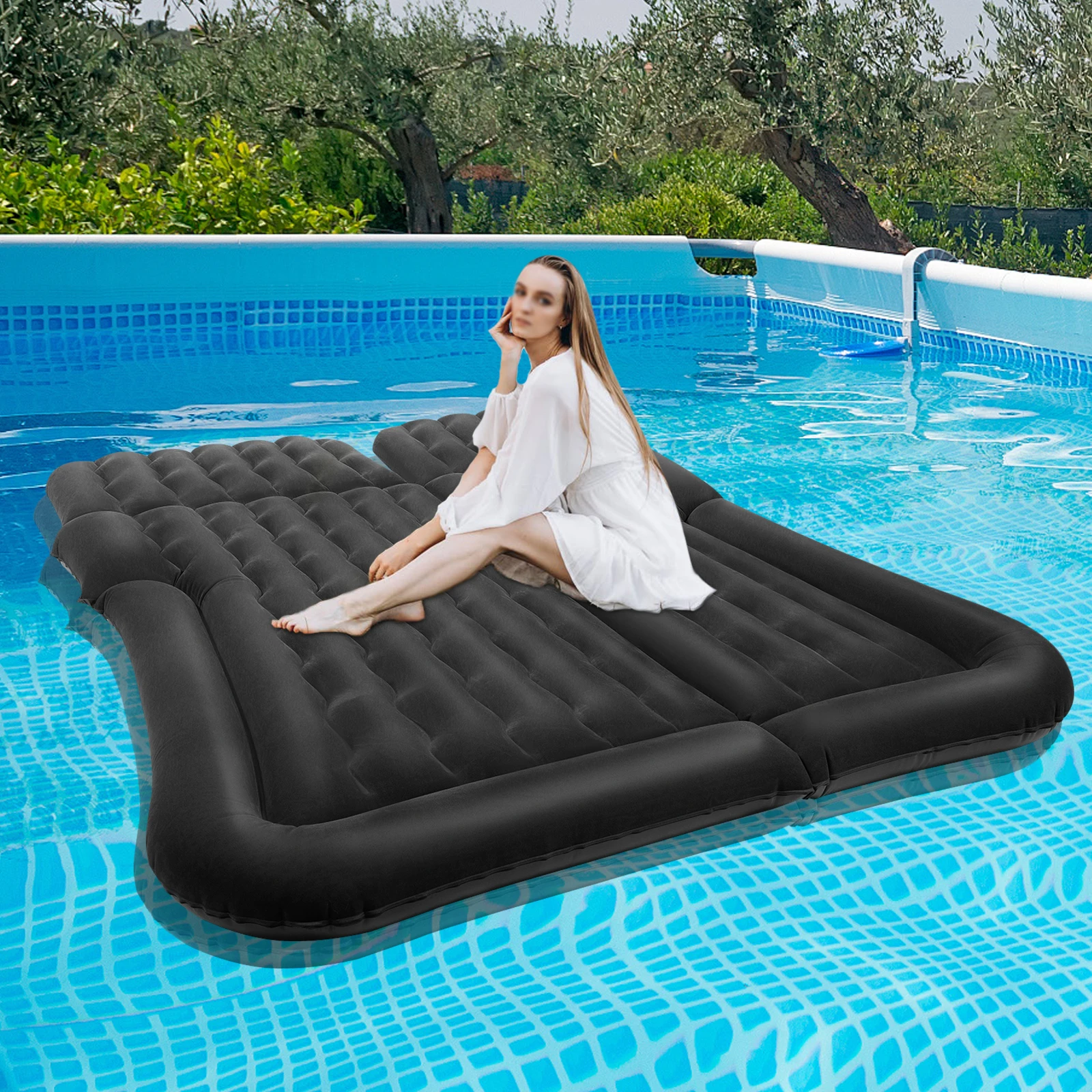 Universal Inflatable Mattress 250kg Capacity, 174x126cm Quick Inflation/Deflation for Travel & Home Use Travel Air Mattress