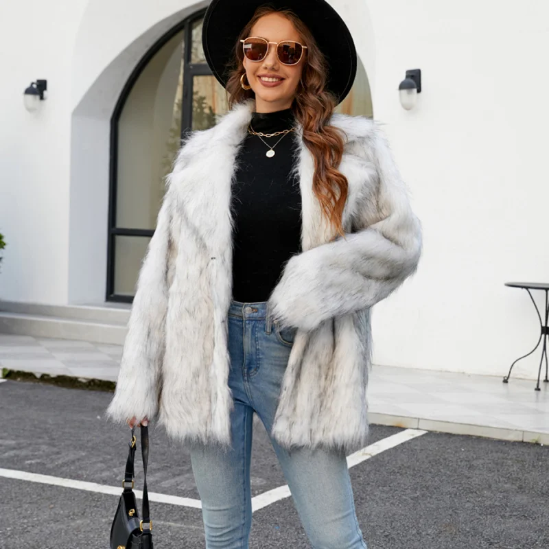 

2025European and American Suit Collar Artificial Fur Coat