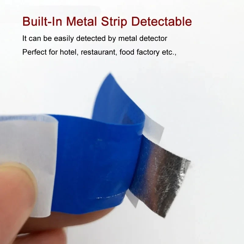 100Pcs Waterproof Medical Band-Aid Blue Detectable Elastic Wound Adhesive Plaster Tape First Aid Kits For Hotel Restaurant Chef