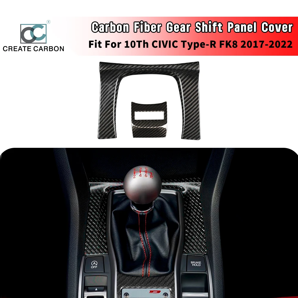 Carbon Fiber Center Console Gear Shift Panel Cover for 10th Gen Civic Type R FK8 Typer (2017 to 2022) Gear Panel Frame Cover