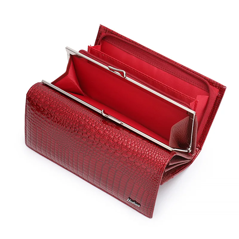 Fashion Export Lady Leather Wallet Painted Crocodile Pattern Chic Clutch Big Capacity Women Purse