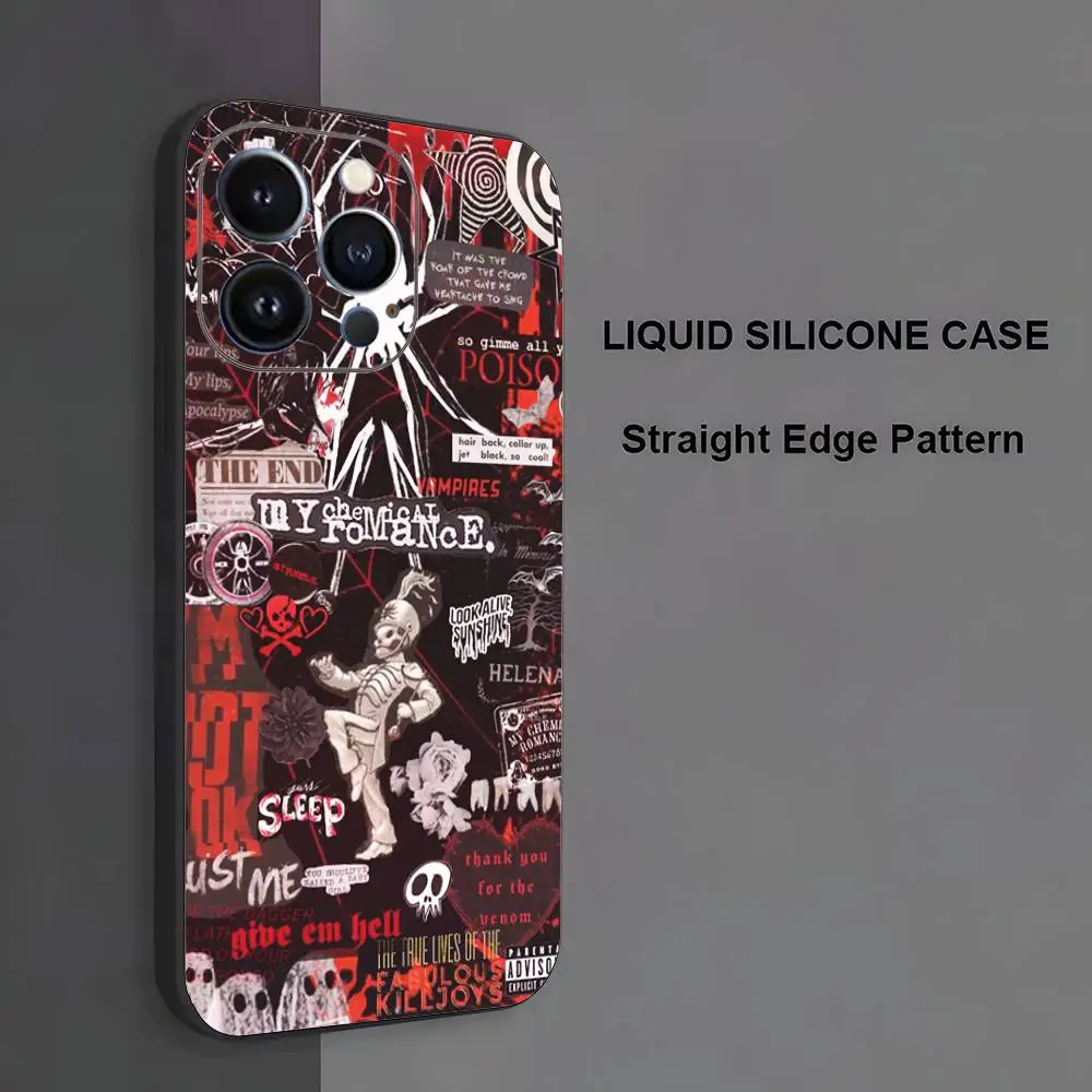 حافظة هاتف My C-Chemical R-Romance لهاتف iPhone 17,16,15,14,13,12,11، Pro Max، XS، X، XR، SE، Mini، 8، 7، غطاء أسود من السيليكون الناعم