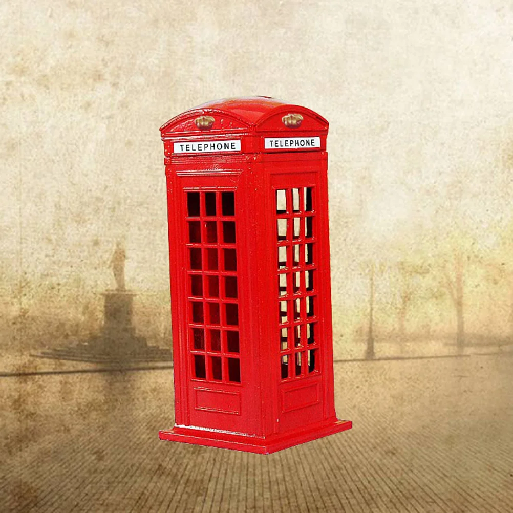 15cm Decoration London Telephone Booth Money Box Mailbox Ornament Piggy Bank Metal Crafts Decoration