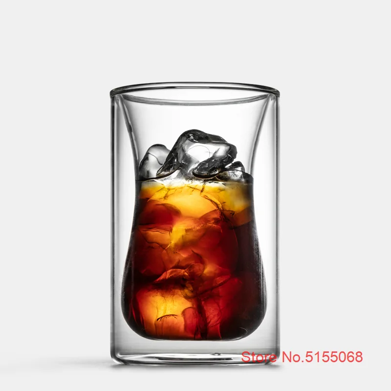 Double Deck Professional Iced Coffee Cup Heat Insulation Slender Waist Espresso Frappe Glass Turkey Black Tea Mug Cafe Taza Copo