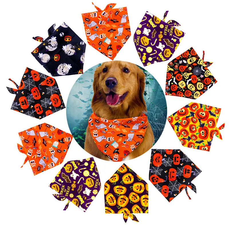Halloween-Hundebandanas, Hundezubehör für kleine und große Hunde, Katzen, Welpen, Halstuch, Kürbis, Totenkopf, Hunde-Bandana, 1 Stück – Detail 5