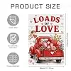 NGZ Red Truck Heart Flowers Garden Flag 28X40 Inch Linen Double Sided Flag for Valentines llz