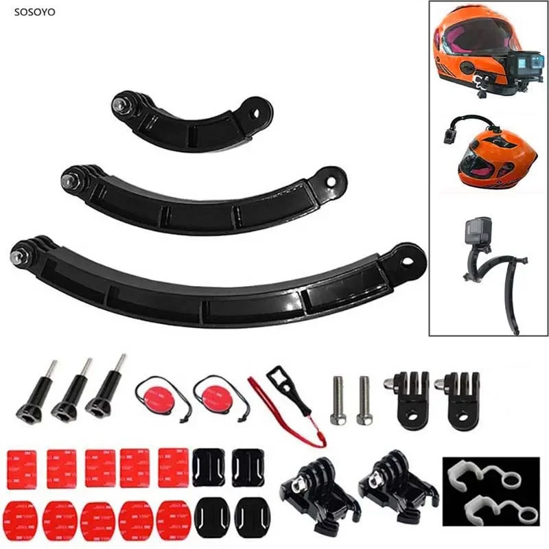33 in 1 Helmet Extension Arm 3 Ways Motorcycle Helmet Bracket Adjustable rod set For GoPro Hero 8 7 6 5 4 Dji Osmo Action Camera