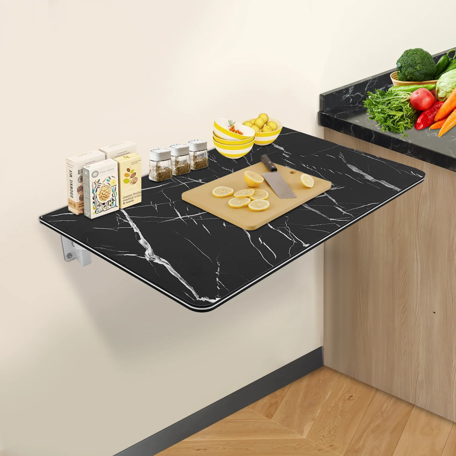 Collapsible shelving on the wall perforation-free kitchen wall-mounted multi-functional dining table for the family