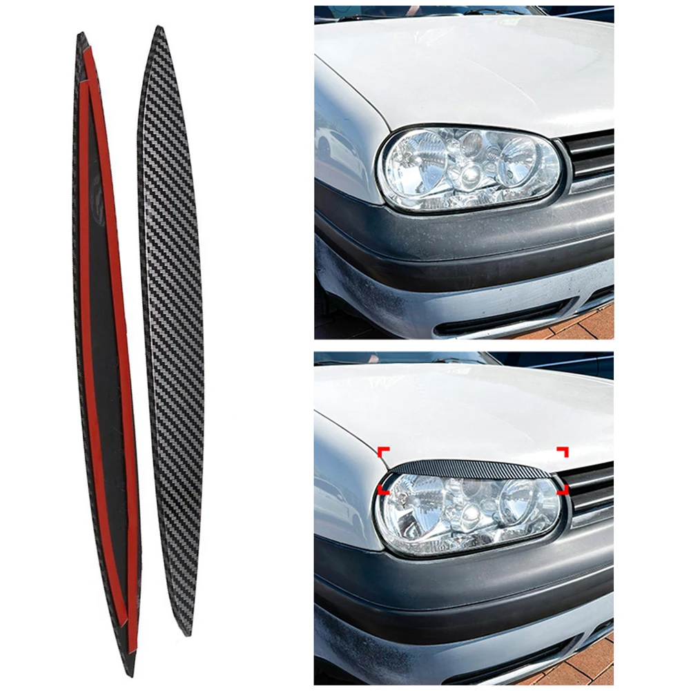 Carbon Fiber Black ABS Car Headlight Eyebrow Eyelid Cover Trim for Golf MK4 1997 2005 2 Pieces Impressive Fitting Accuracy