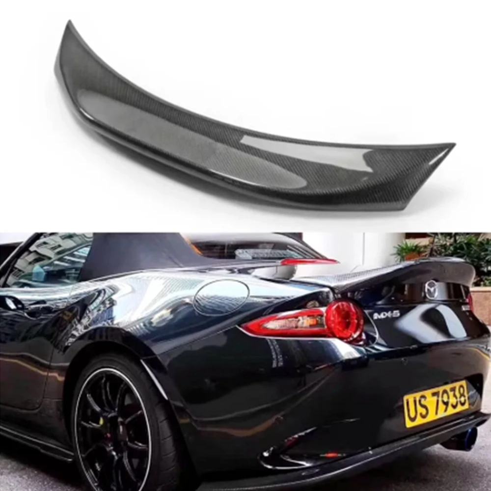 For Mazda MX5 Miata ND RF LMS Style Confiber Fiber Glass Unpainted Duckbill Spoiler Trunk Wing Lip Racing AccessoriTrim