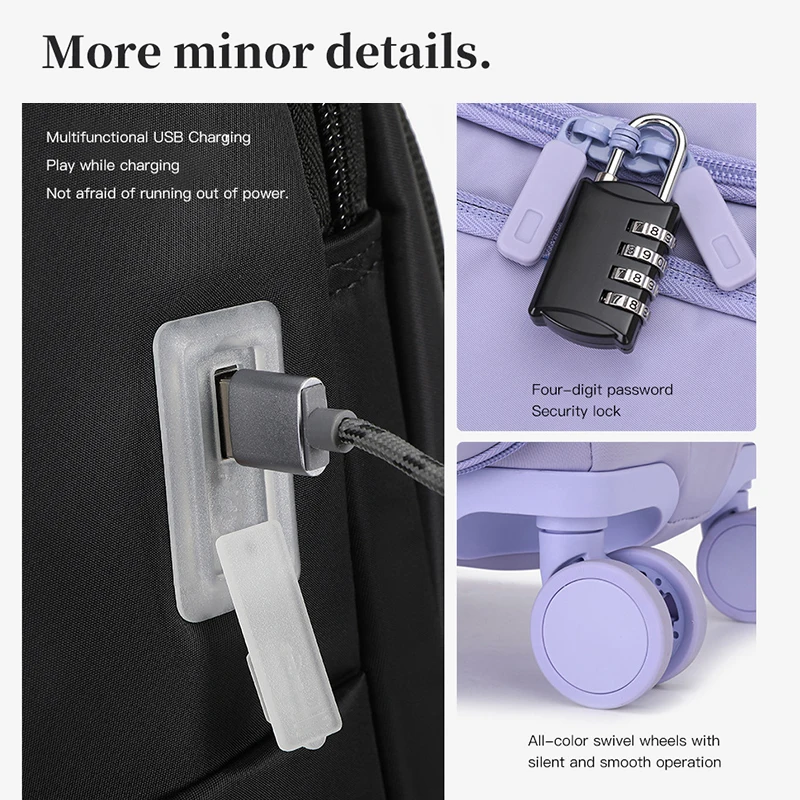 Bagaglio a mano da donna, valigia in tessuto ultraleggero da 20 pollici con blocco password, valigia trolley, valigia da viaggio