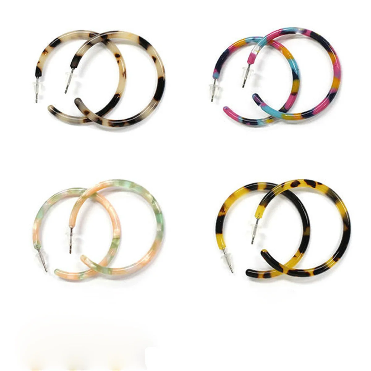 Japanese Korean Top Acetate Hoop Earrings Women Y2k Multicolor Amazing Acetic Acid Statement Party Earrings Jewelry Gift Girl