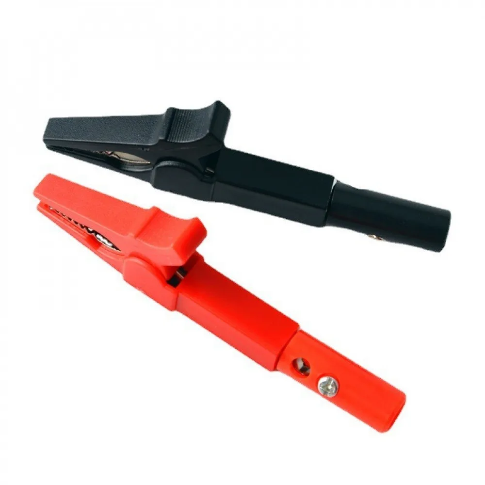 55mm Alligator Clip All-copper Plastic-coated Test Alligator Clip Instrument Test Clip Equipped with 4mm Banana Terminal Post