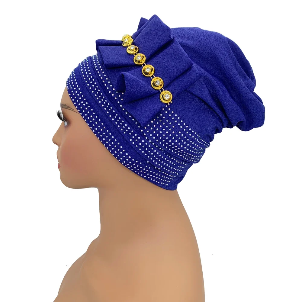 Muslim Headscarf Bonnet Lady Wrap Head Hat Turbante Mujer Ruffled Turban Cap for Women Summer African Head Wraps