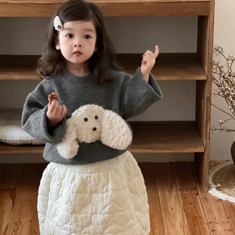 

2025 Winter New Children Warm Sweater Baby Girl Long Sleeve Cartoon Sweater Kids Knit Tops Cute Toddler Knitwear Kids Clothes